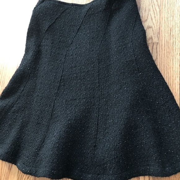 Vintage 90's Etam Black Wool Blend Textured Ruffle Hem A-line Flare Skirt - Picture 15 of 16